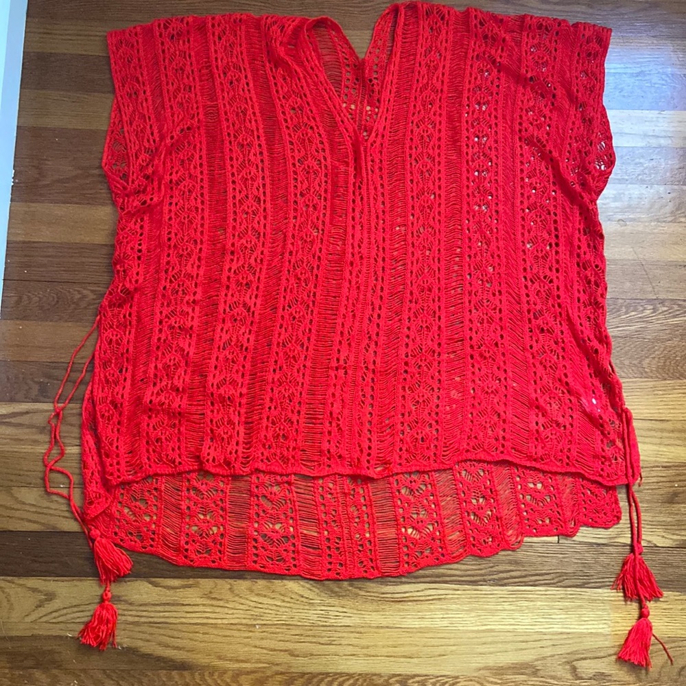 Crocheted Red Coverup